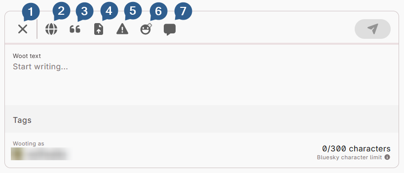 The WAFRN post editor. The top row buttons are labeled 1-7.