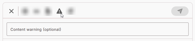 The Content Warning field, which appears above the post text when the Content Warning button is clicked. The default text of the box says "Content warning (optional)".